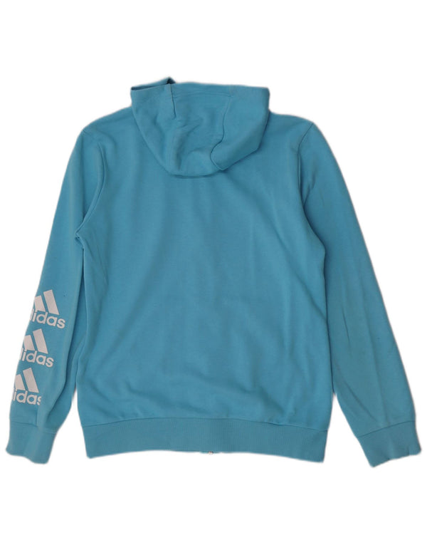 Adidas Pull à capuche zippé graphique pour garçon 14-15 ans Bleu Coton