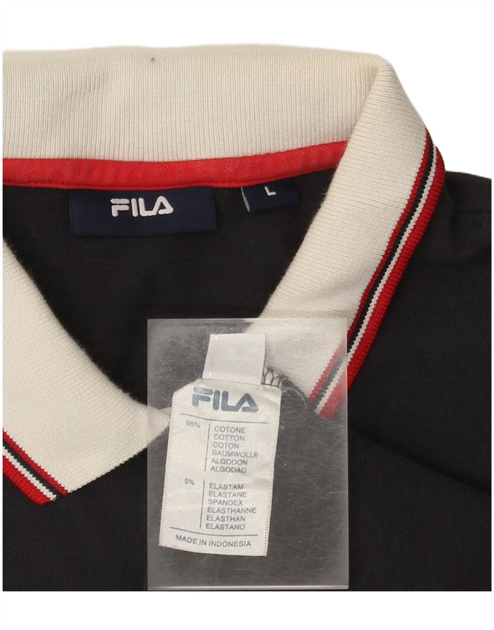 FILA Polo Femme UK 14 Large Bleu Marine Coton