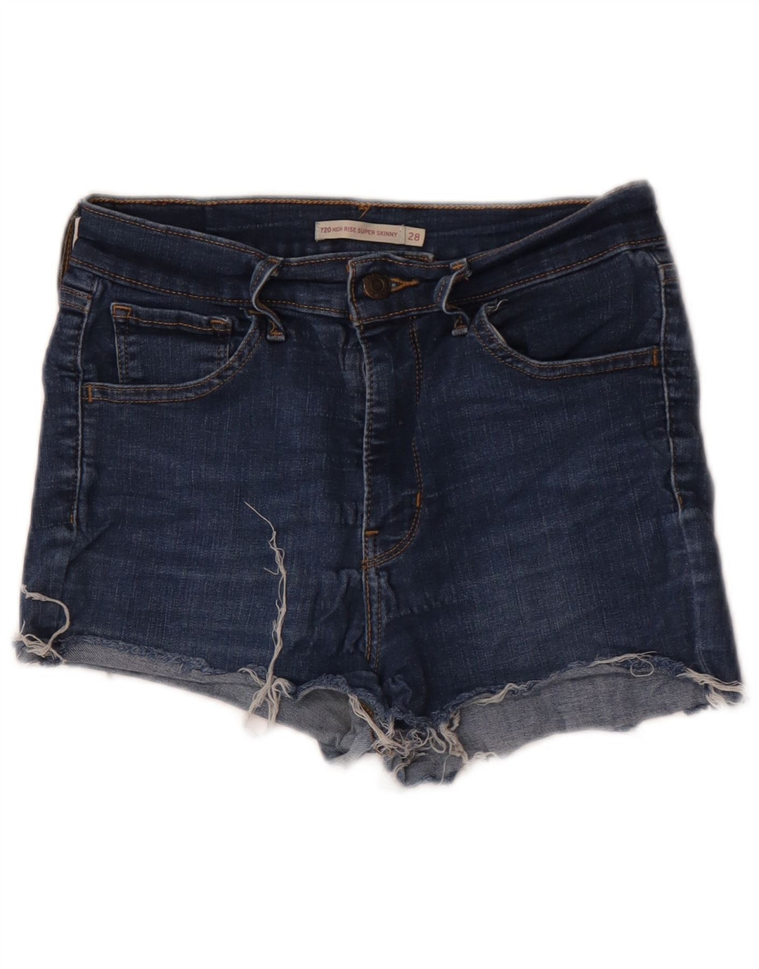 LEVI'S Short en Jean Taille Haute 720 Femme W28 Bleu Moyen Coton