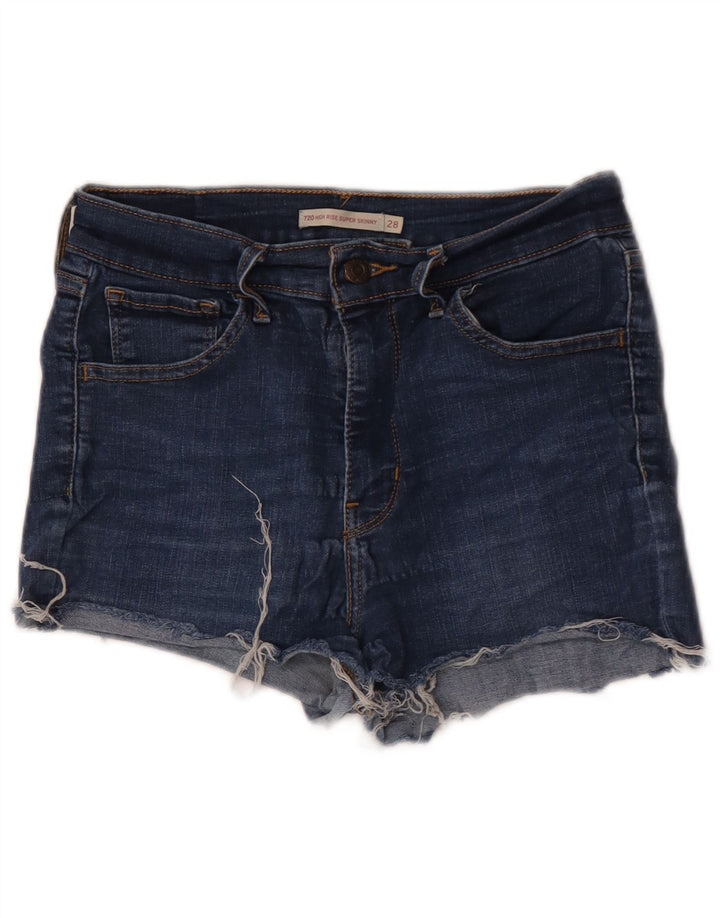 LEVI'S Short en Jean Taille Haute 720 Femme W28 Bleu Moyen Coton