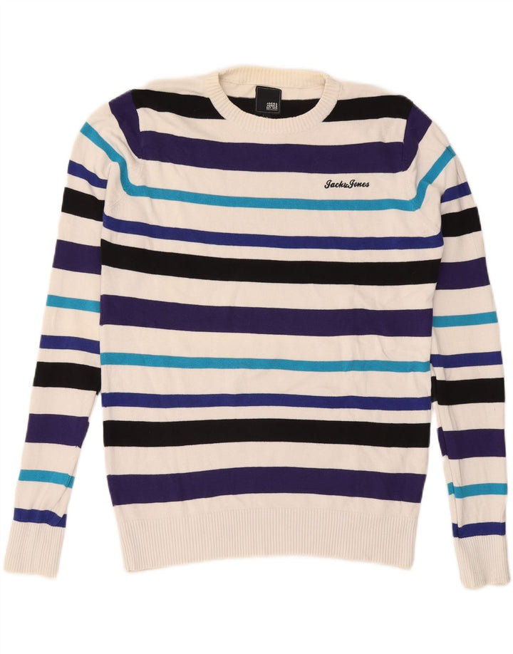 Jack & Jones Pull à col rond pour homme Petit rayé multicolore