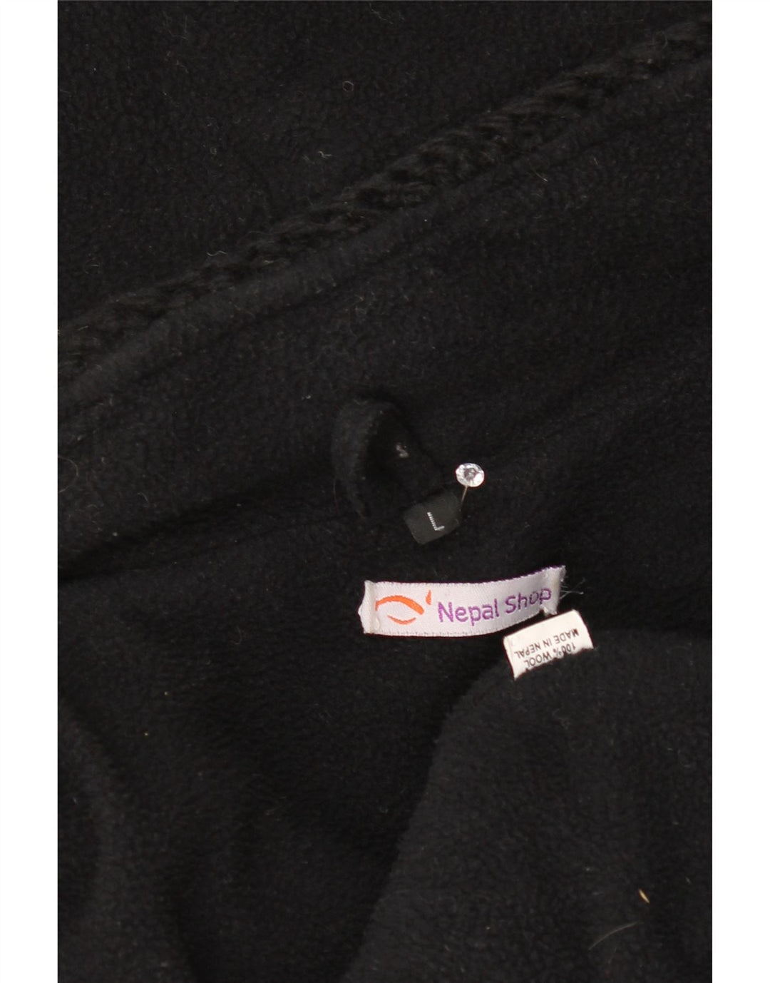 vintage Mens Cardigan à capuche Pull Grande laine noire Fair Isle