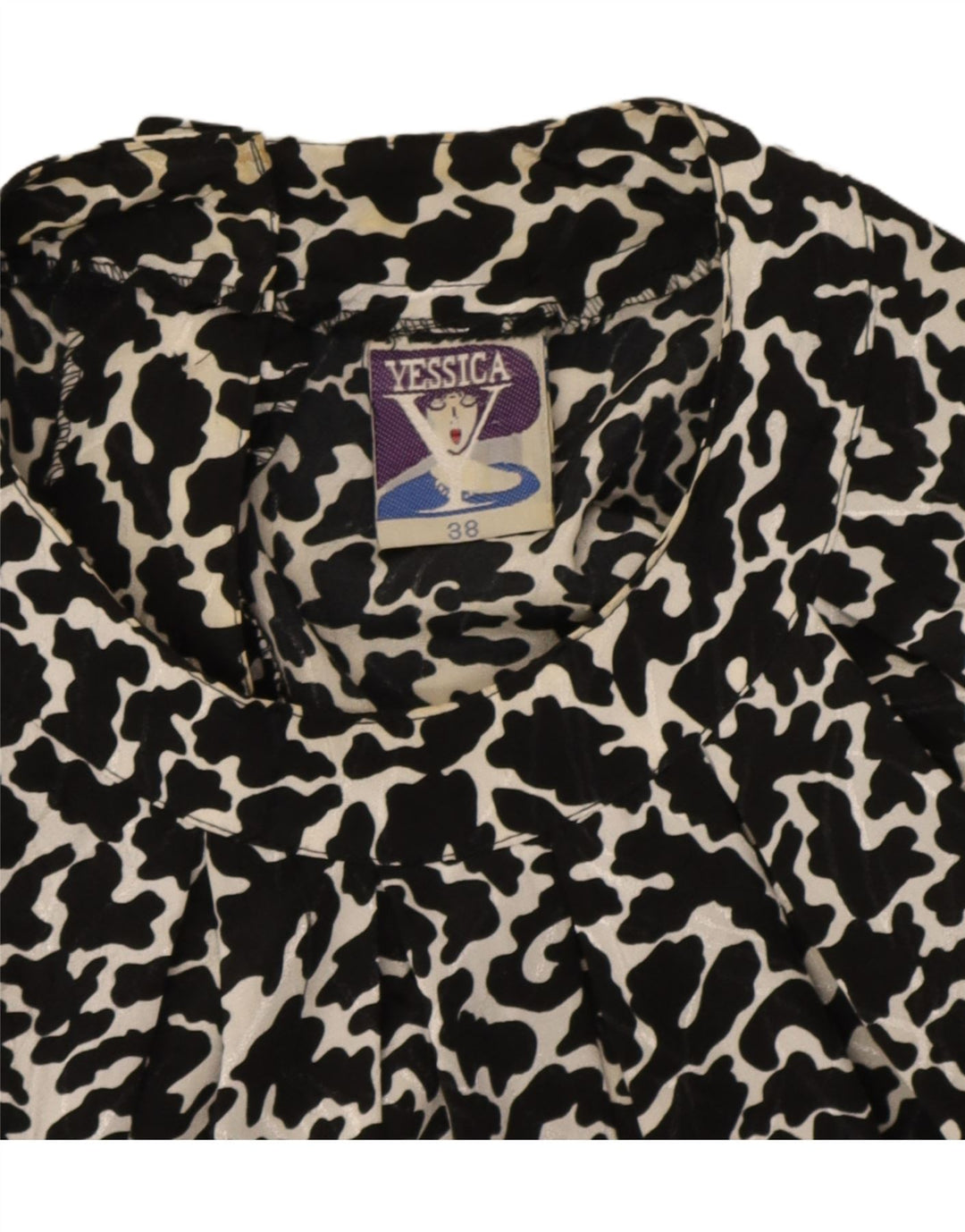 Yessica Chemisier court pour femme EU 38 Polyester imprimé animal noir moyen