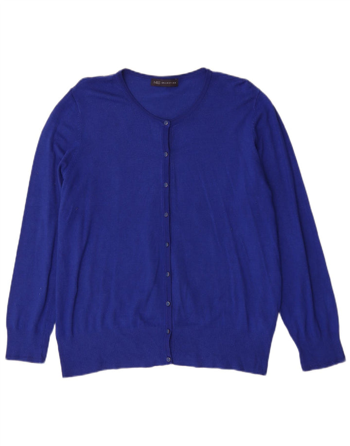 Marks & Spencer Pull Cardigan Femme UK 16 Large Bleu Viscose