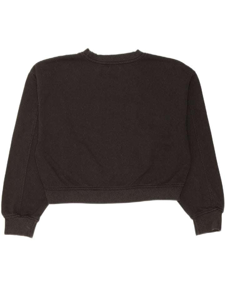 Zara Womens Crop Sweatshirt Jumper UK 14 Moyen Noir Coton
