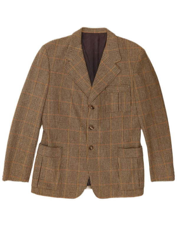 vintage Mens 3 Bouton Blazer Veste UK 38 Moyen Kaki Check