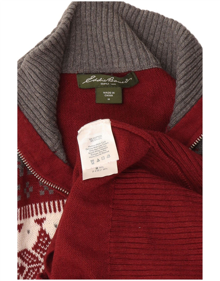 Eddie Bauer Cardigan pour homme en coton Fair Isle bordeaux moyen pour l'hiver