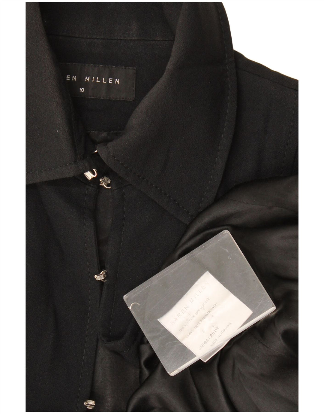 Karen Millen Veste Blazer Femme UK 10 Petit Acétate Noir