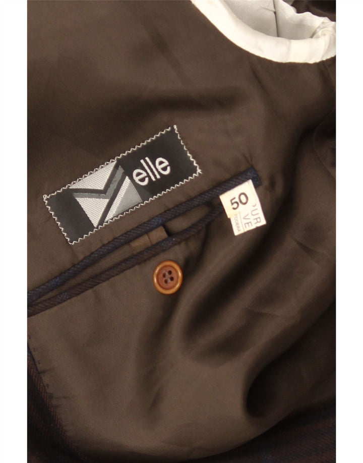 Elle Homme Blazer Croisé Veste IT 50 Grand Carreau Bleu Marine
