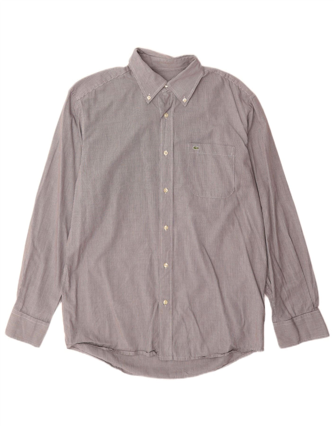 Lacoste Chemise coupe régulière pour homme Taille 40 Coton à fines rayures gris moyen