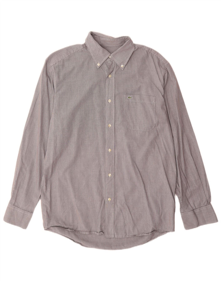 Lacoste Chemise coupe régulière pour homme Taille 40 Coton à fines rayures gris moyen