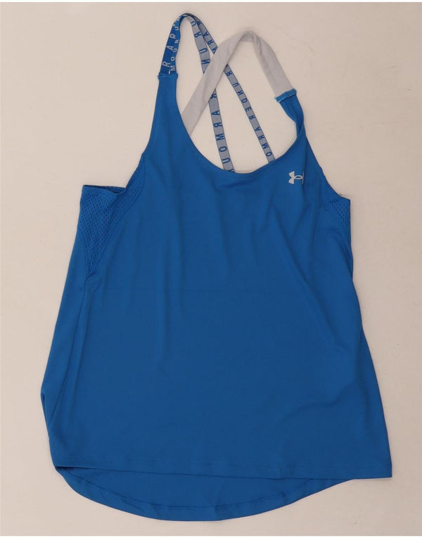 Under Armour Heat Gear Haut dos nu coupe ample pour femme UK 12 Bleu moyen
