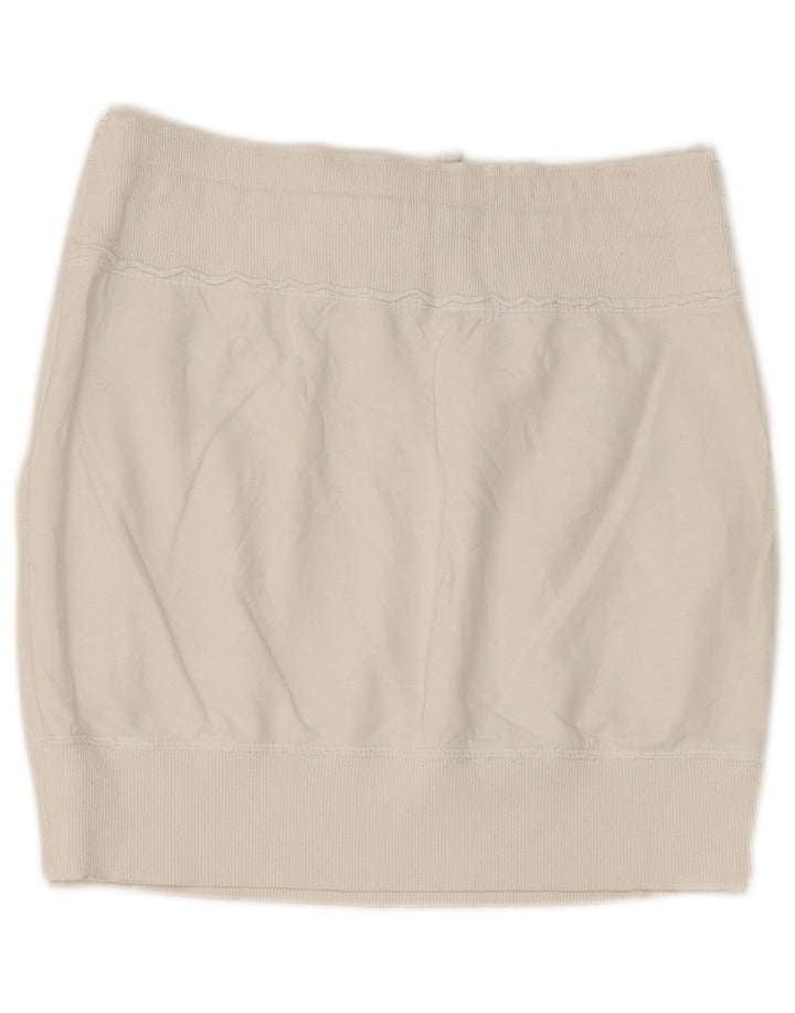 Benetton Mini-jupe Femme UK 12 Medium Blanc