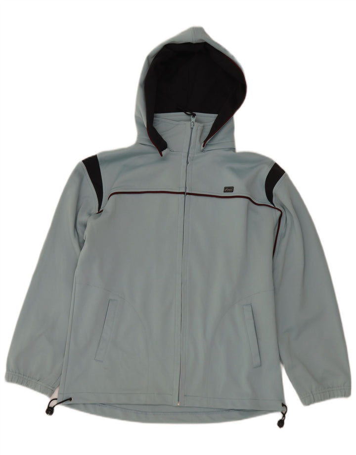 Asics Veste de survêtement à capuche pour homme Small Bleu Colorblock Polyester