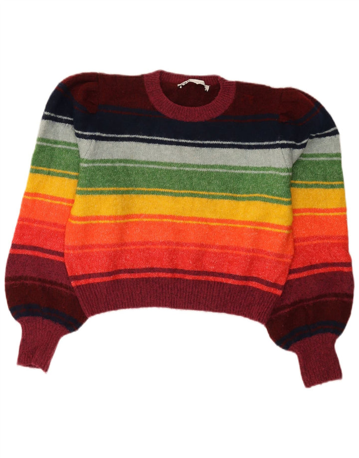 Zara Pull ras du cou pour femme UK 14 Medium Multicolore Rayé