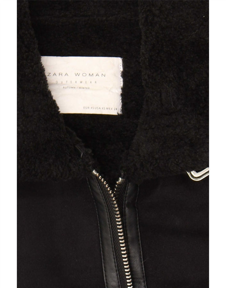 Zara Veste Sherpa Femme UK 6 XS Noir Polyester