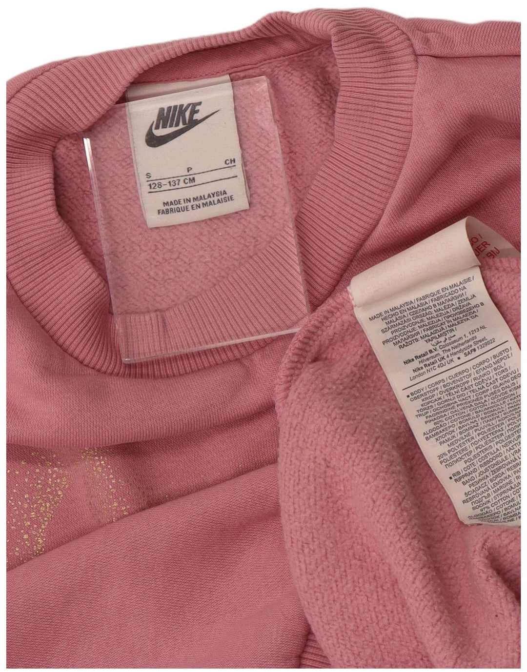 NIKE Sweat-Shirt Graphique Fille 8-9 Ans Petit Rose Coton