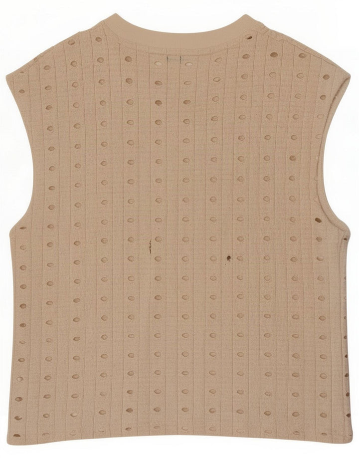 Zara Débardeur Femme UK 14 Polyester Beige Moyen