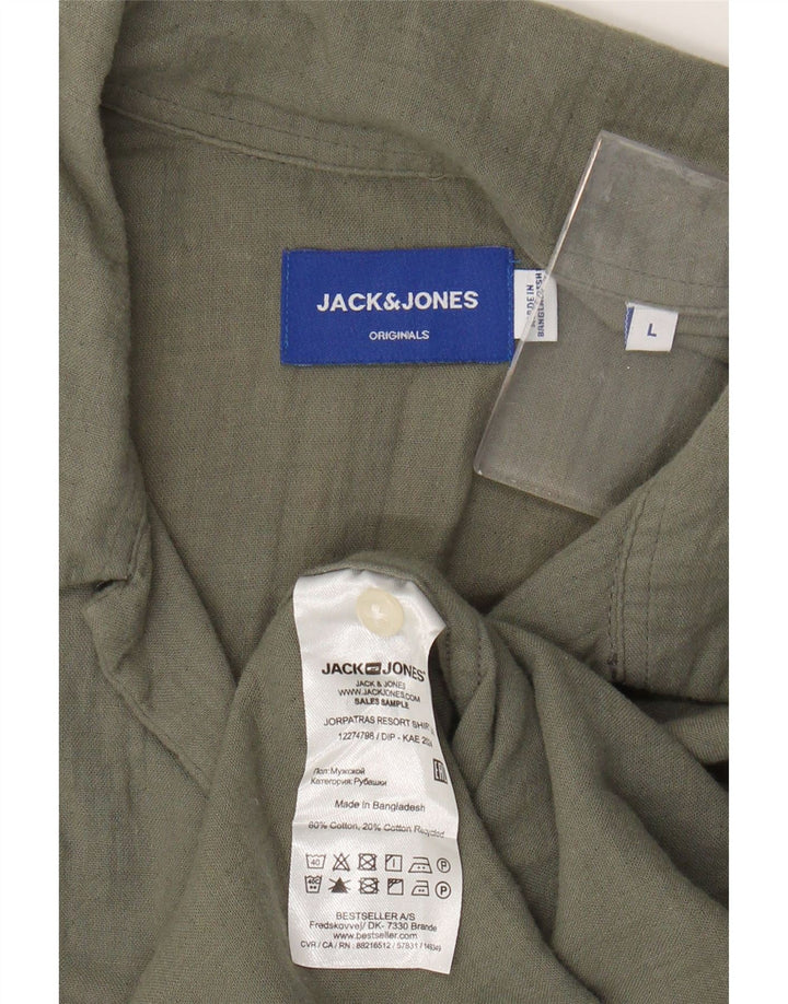 JACK & JONES Chemise à Manches Courtes Homme Large Kaki Coton