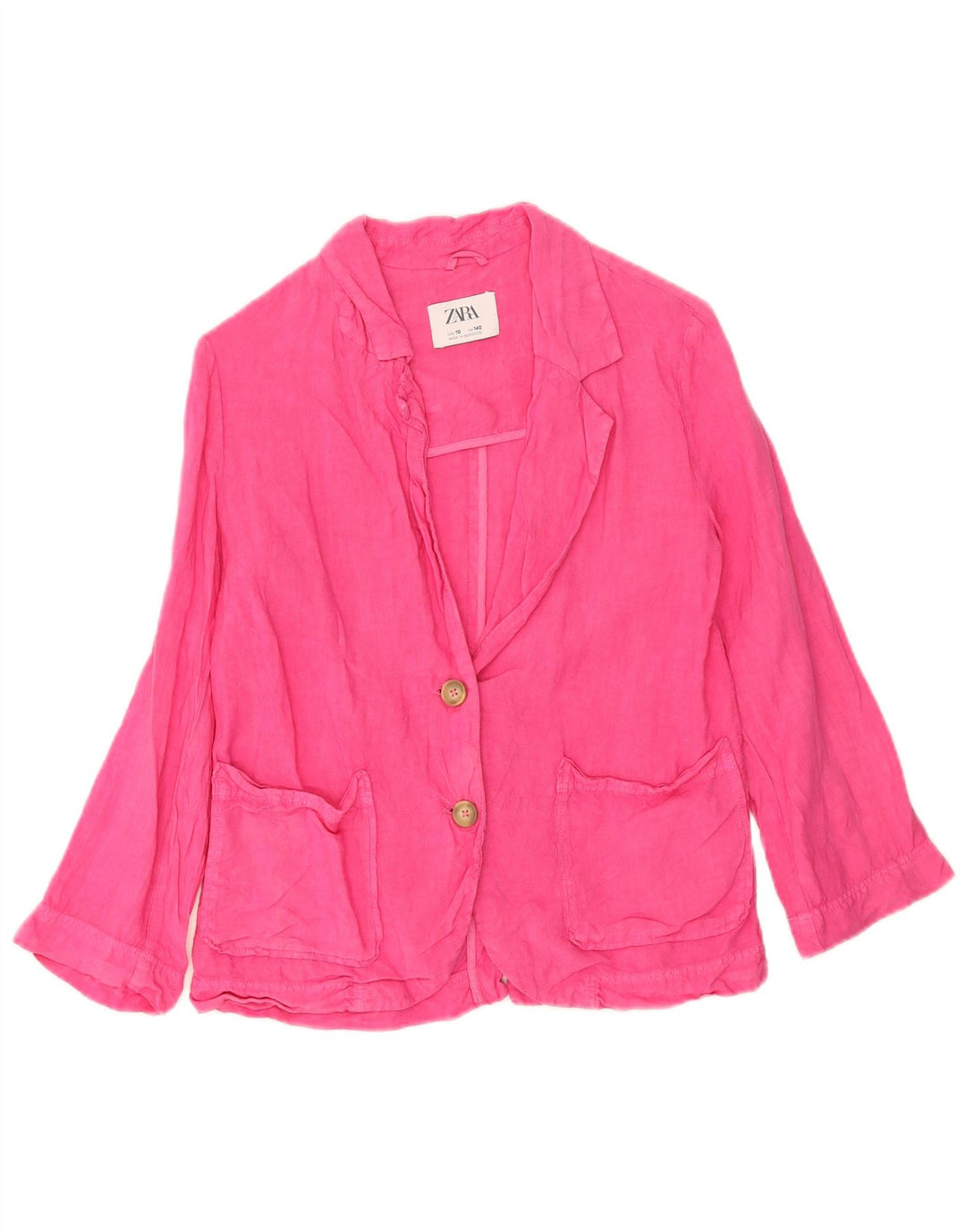 Zara Veste Blazer 2 Boutons Fille 9-10 Ans Lin Rose