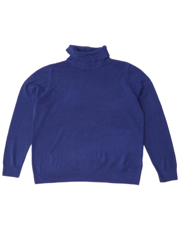 Marks & Spencer Pull col roulé pour femme UK 18 XL Bleu Acrylique