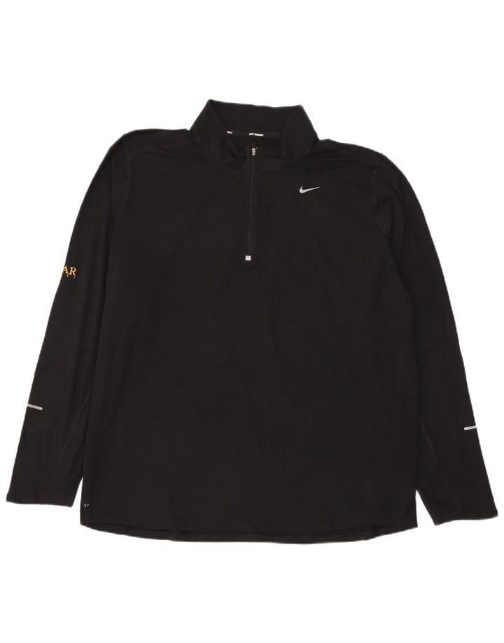 Nike Hommes Dri Fit Zip Neck Pull Survêtement Top 2XL Noir Polyester