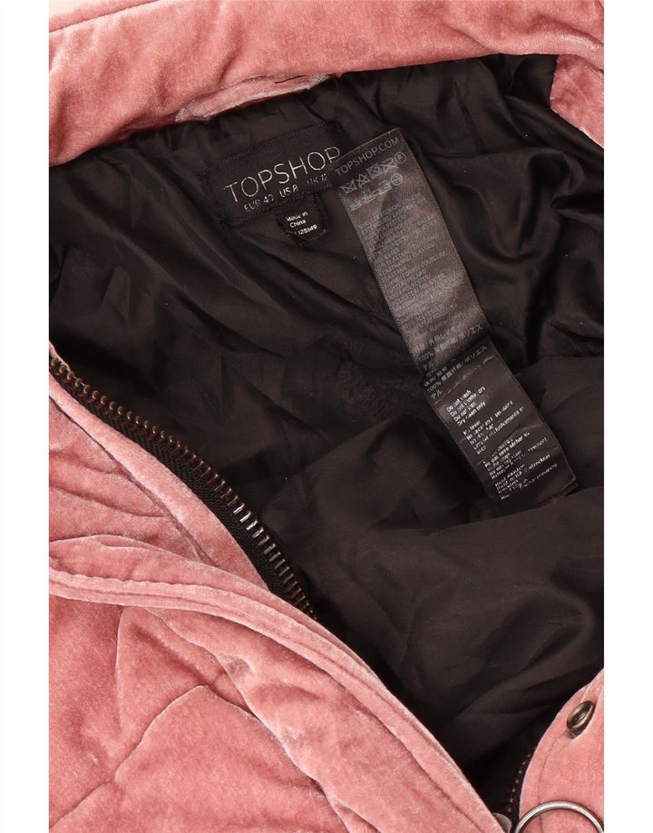 Topshop Veste matelassée en velours pour femme UK 12 Rose moyen Polyester