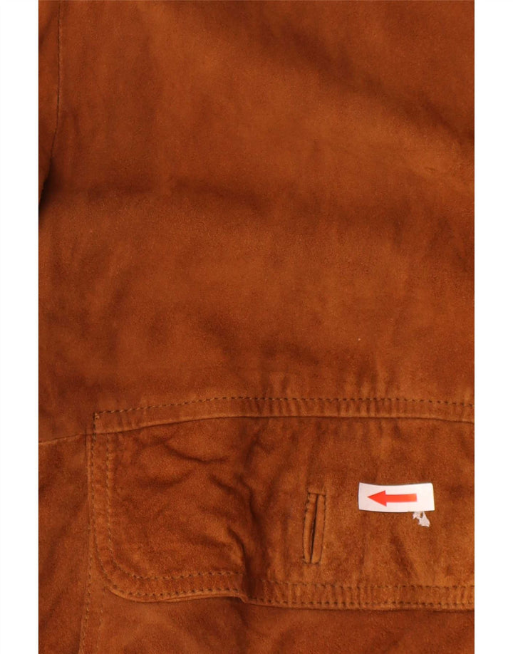 vintage Mens Suede Bomber Jacket IT 60 5XL Cuir Marron