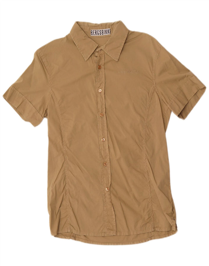 Bikkembergs Chemise à manches courtes pour homme en coton beige moyen