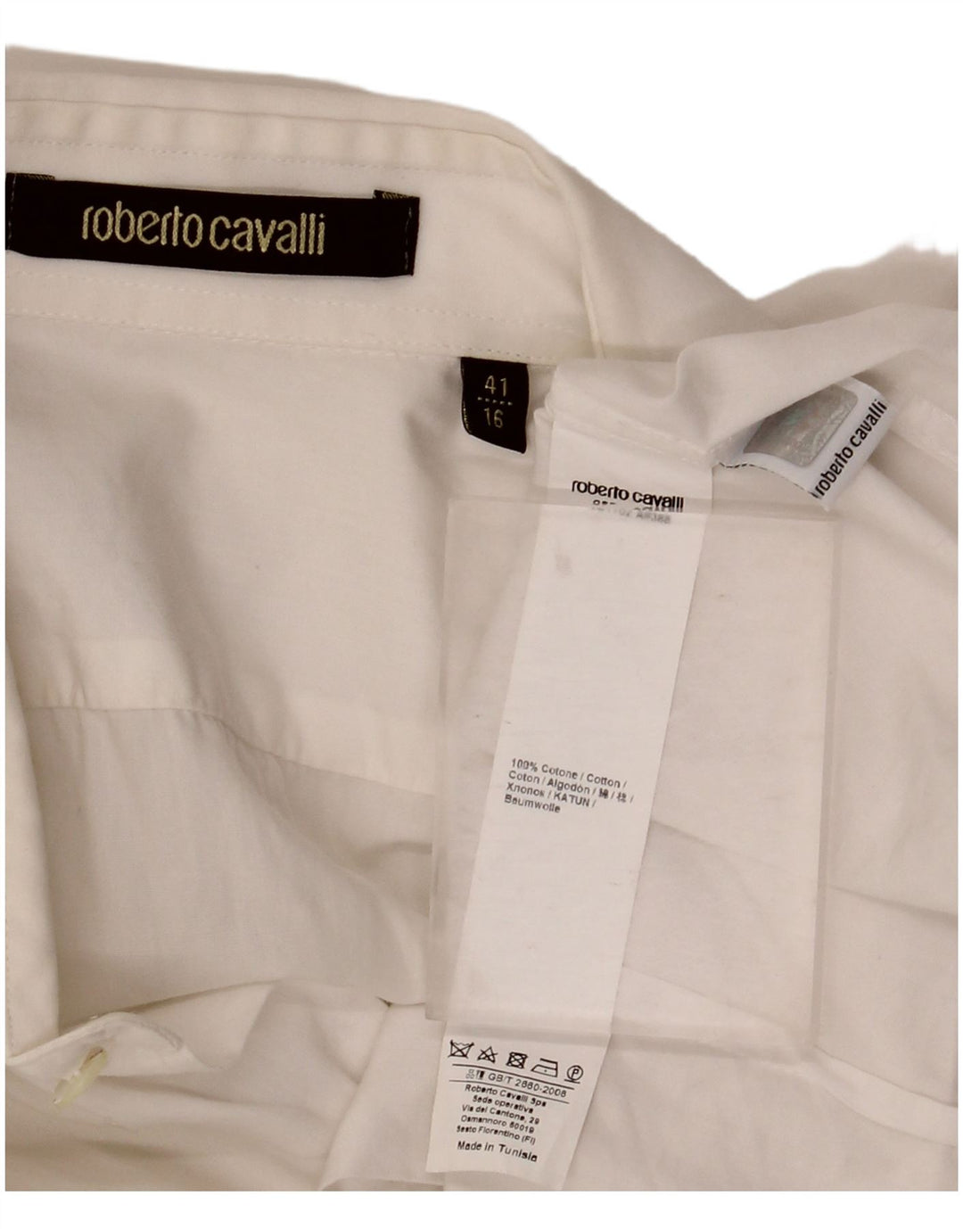 Roberto Cavalli Chemise Homme Taille 41 16 Grand Coton Blanc