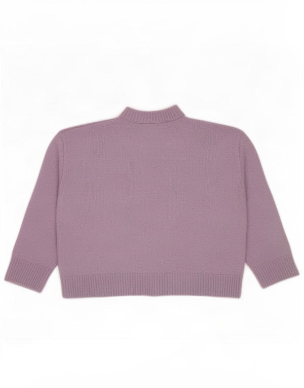 Zara Pull court à col roulé pour femme UK 16 Large Violet Polyester