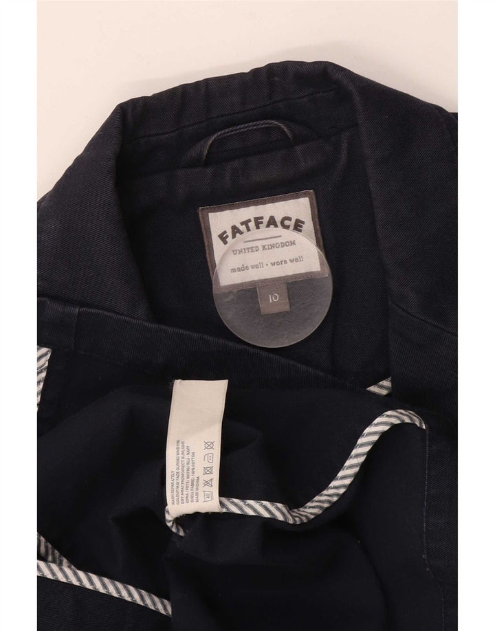 Fat Face Veste Blazer à Manches 3/4 et 2 Boutons pour Femme UK 10 Petit Bleu Marine