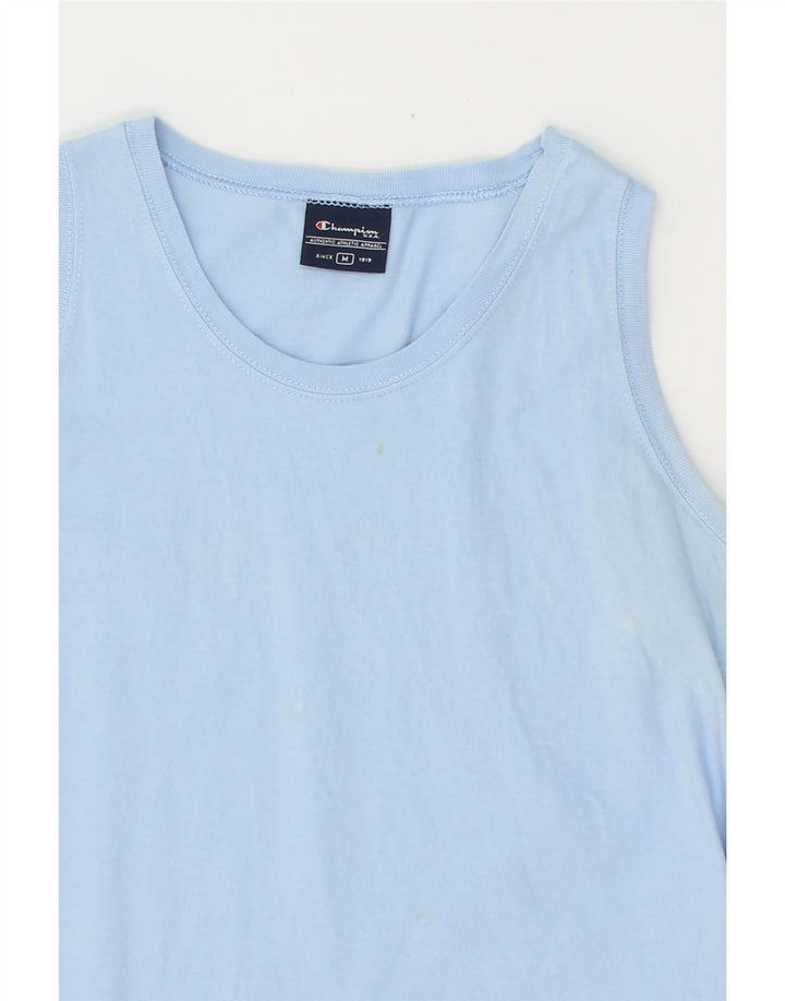 CHAMPION Womens Vest Top UK 12 Medium Blue Cotton Vintage Champion and Second-Hand Champion from Messina Hembry 