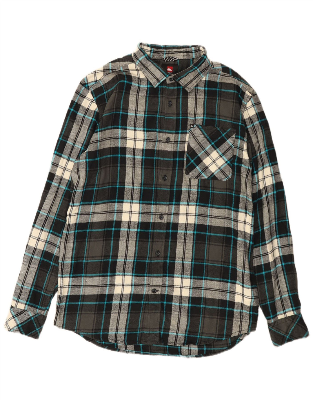 Quiksilver Chemise Regular Fit en Flanelle Homme Gris Moyen à Carreaux en Coton