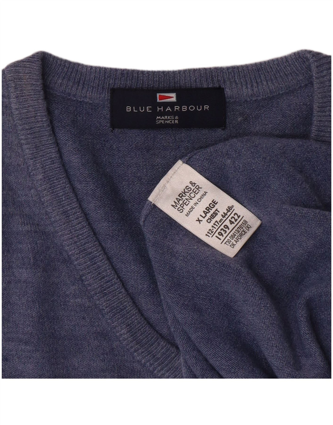 MARKS & SPENCER Pull col en V Blue Harbor Homme XL Bleu Classique