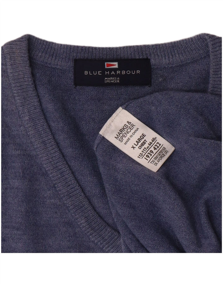 MARKS & SPENCER Pull col en V Blue Harbor Homme XL Bleu Classique