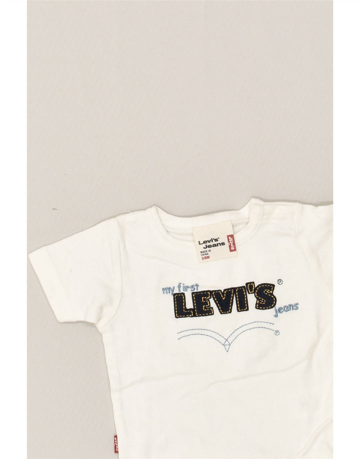 LEVI'S Baby Boys Graphic Bodysuit 3-6 Months White Cotton | Vintage Levi's | Thrift | Second-Hand Levi's | Used Clothing | Messina Hembry 
