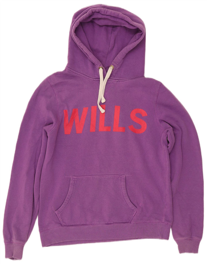 JACK WILLS Pull à capuche graphique pour femme UK 14 Large Violet