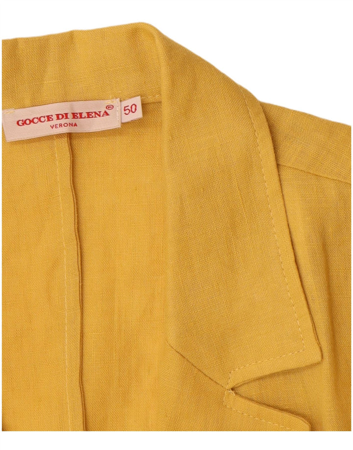 VINTAGE Femme Manches 3/4 2 Bouton Blazer Veste IT 50 XL Jaune