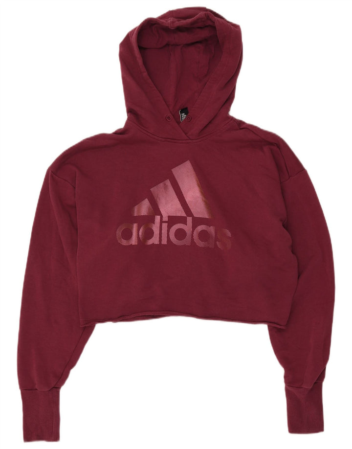 ADIDAS Pull à capuche surdimensionné pour femme UK 8/10 Petit Bordeaux