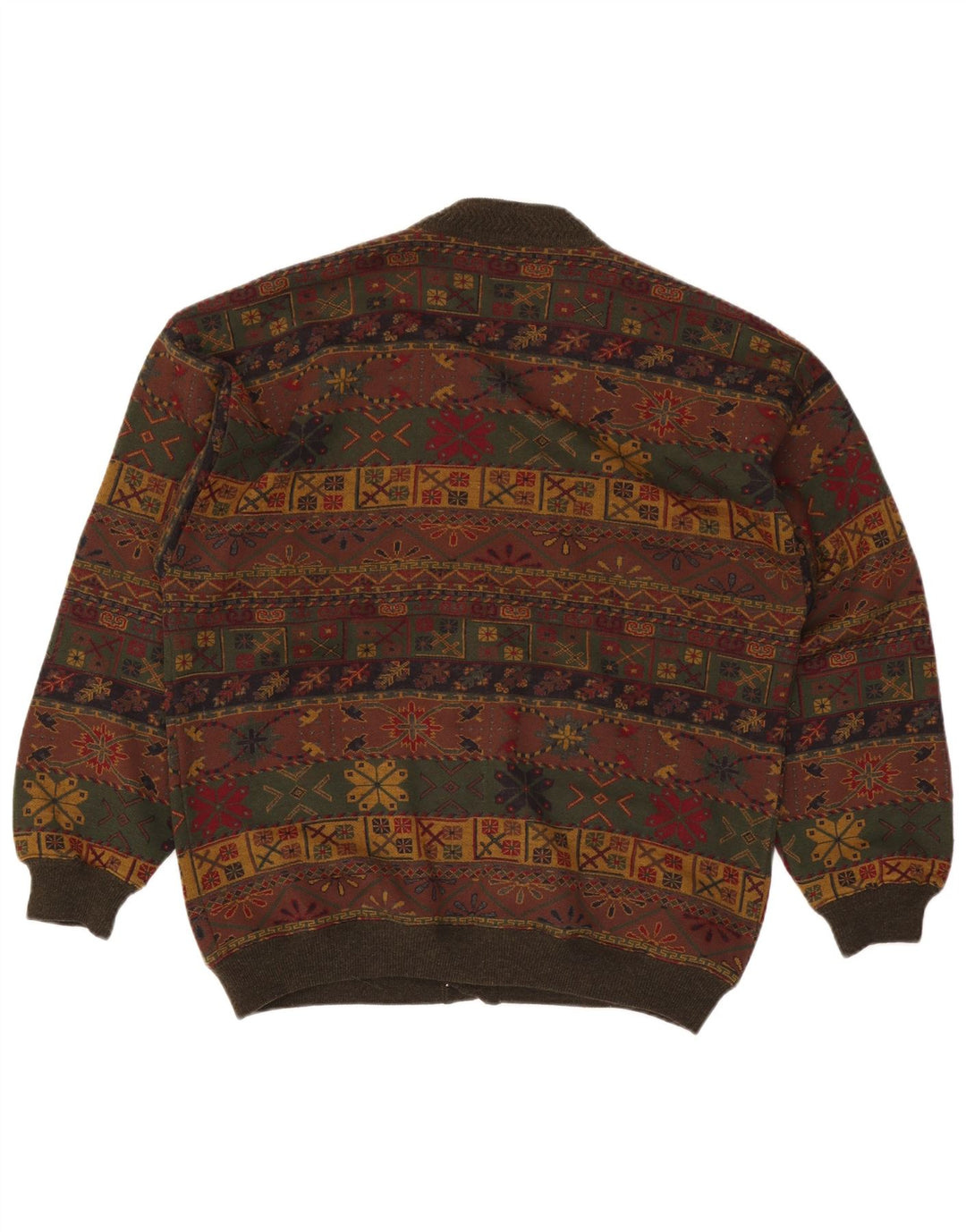 Bluster Cardigan pour homme en laine Fair Isle Kaki Taille L