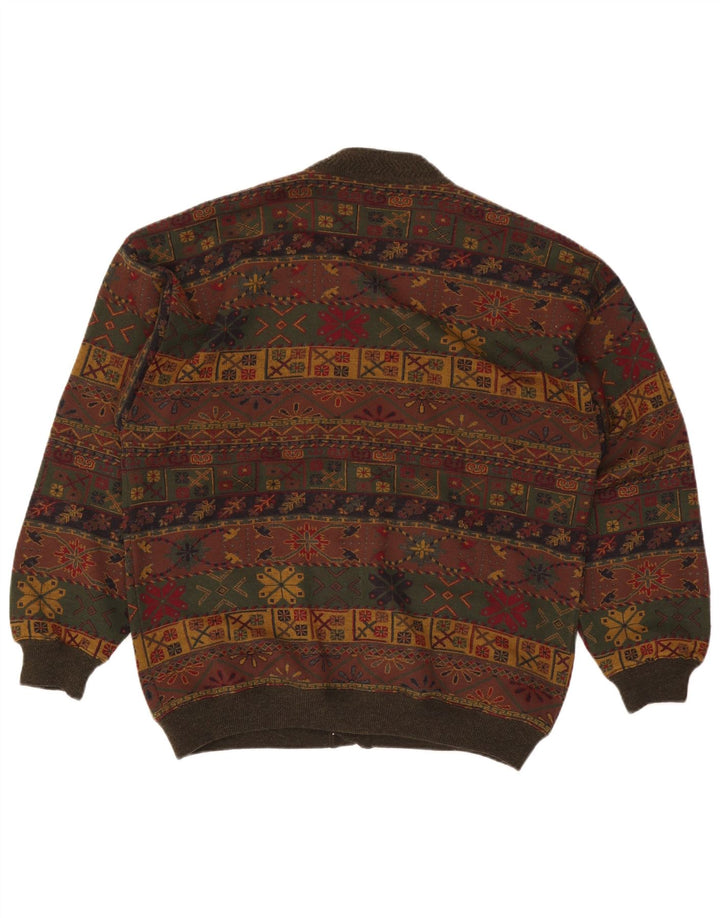 Bluster Cardigan pour homme en laine Fair Isle Kaki Taille L
