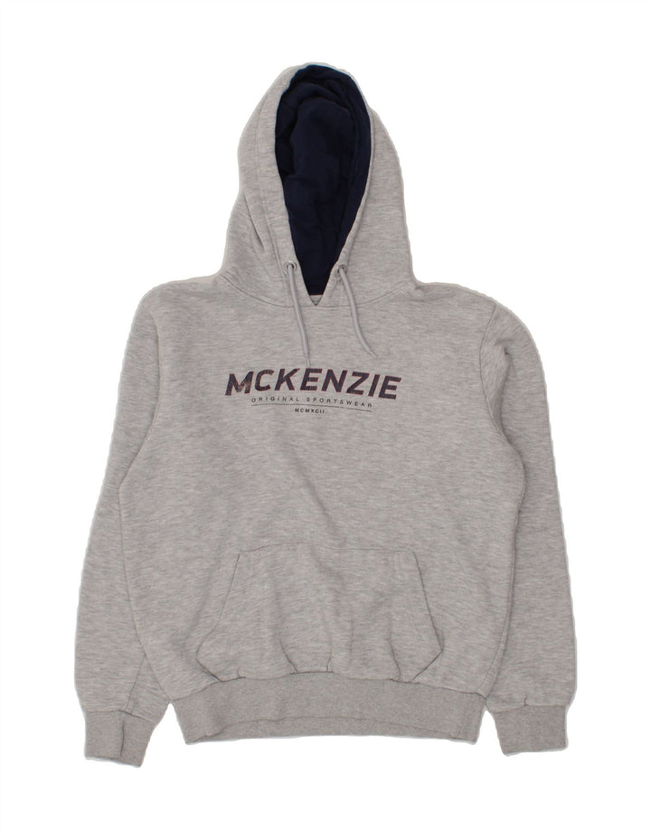 MCKENZIE Mens Graphic Hoodie Jumper Medium Grey Cotton Vintage Mckenzie and Second-Hand Mckenzie from Messina Hembry 