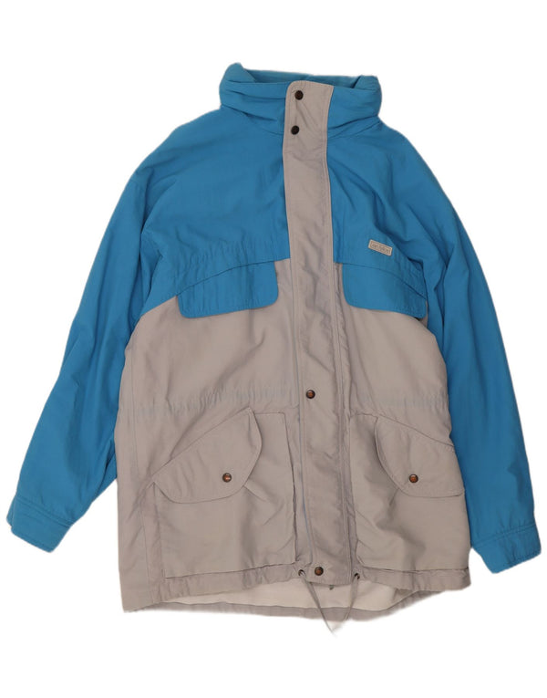 San Felice Manteau coupe-vent à capuche pour homme UK 40 Large Bleu Colorblock