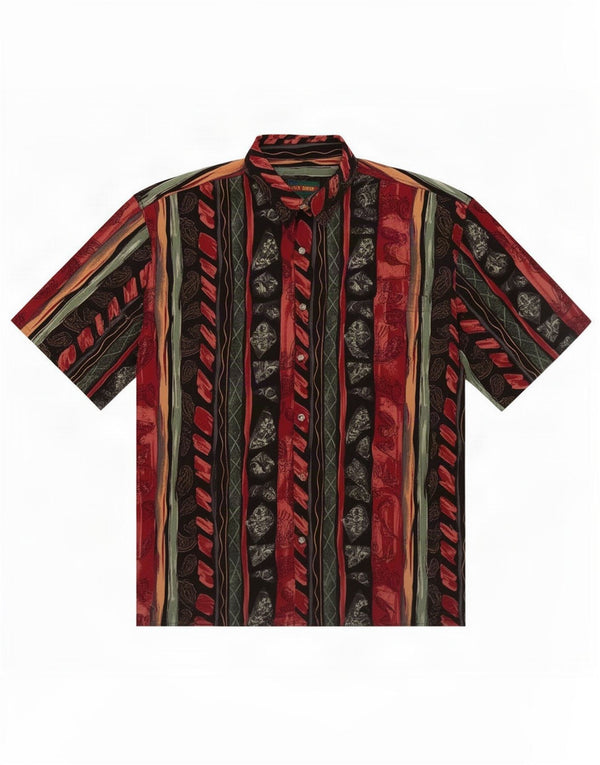 Ivy Crew Chemise à manches courtes pour hommes 2XL Polyester floral bordeaux