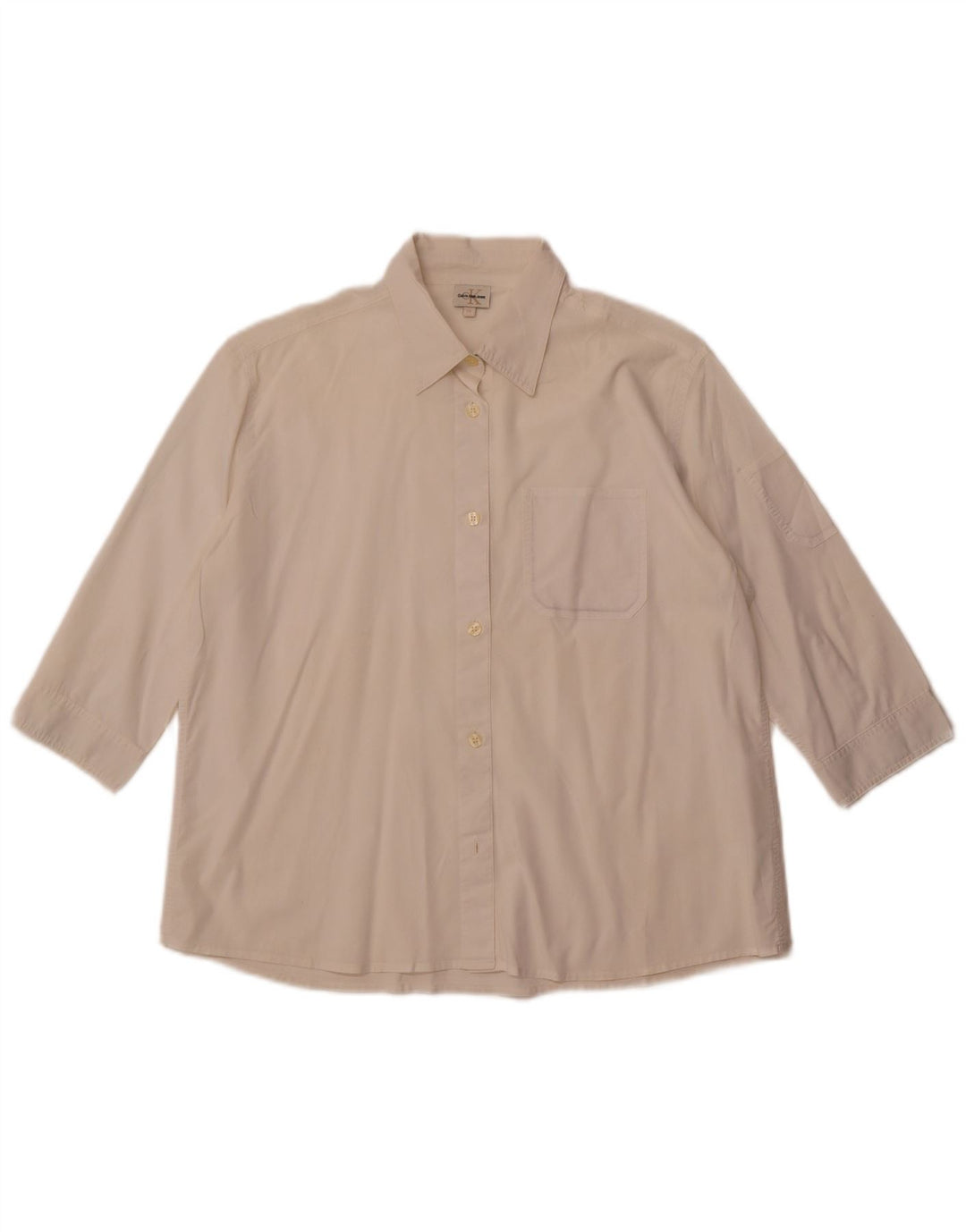 CALVIN KLEIN JEANS Chemise à manches 3/4 pour femme UK 16 Large Off White