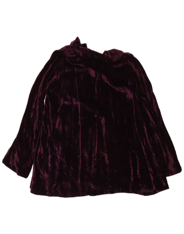 Robe tunique en velours à manches longues pour femmes vintage UK 12 Violet moyen
