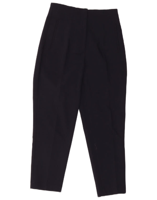 Zara Pantalon de costume court fuselé pour femme Medium W28 L26 Bleu marine Polyester