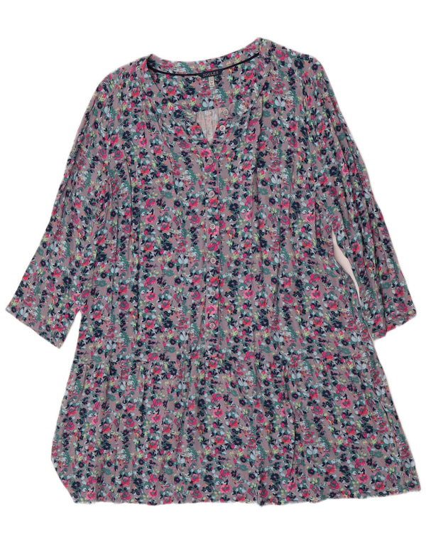 Joules Robe tunique à manches 3/4 pour femme UK 18 XL Viscose florale multicolore