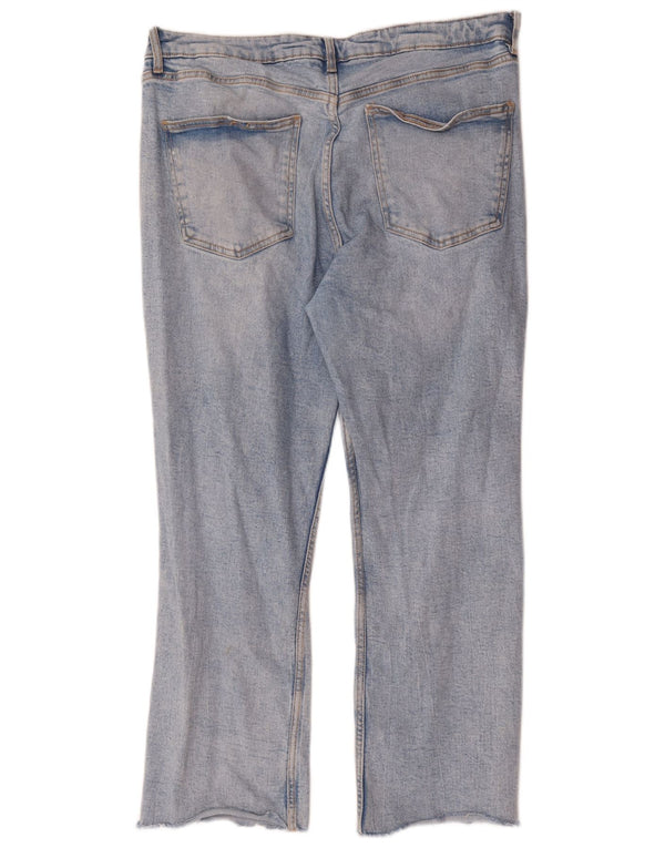Zara Femme Jean Droit EU 46 2XL W36 L26 Bleu Coton